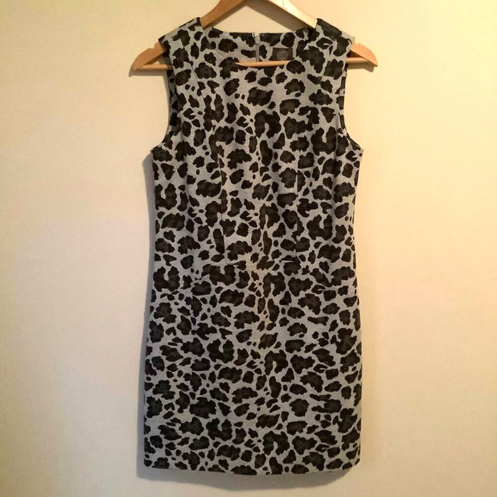 Vince Camuto Womens Animal Leopard Print Sleeveless Sheath Dress Knit Size 6